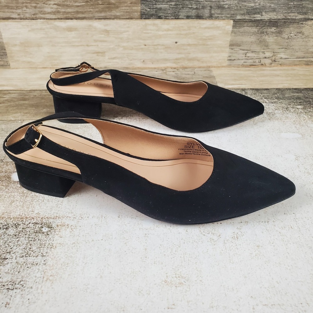 Journee Collection Sylvia Womens Slingback Pumps Sz 10 Black Pointed Toe Comfort